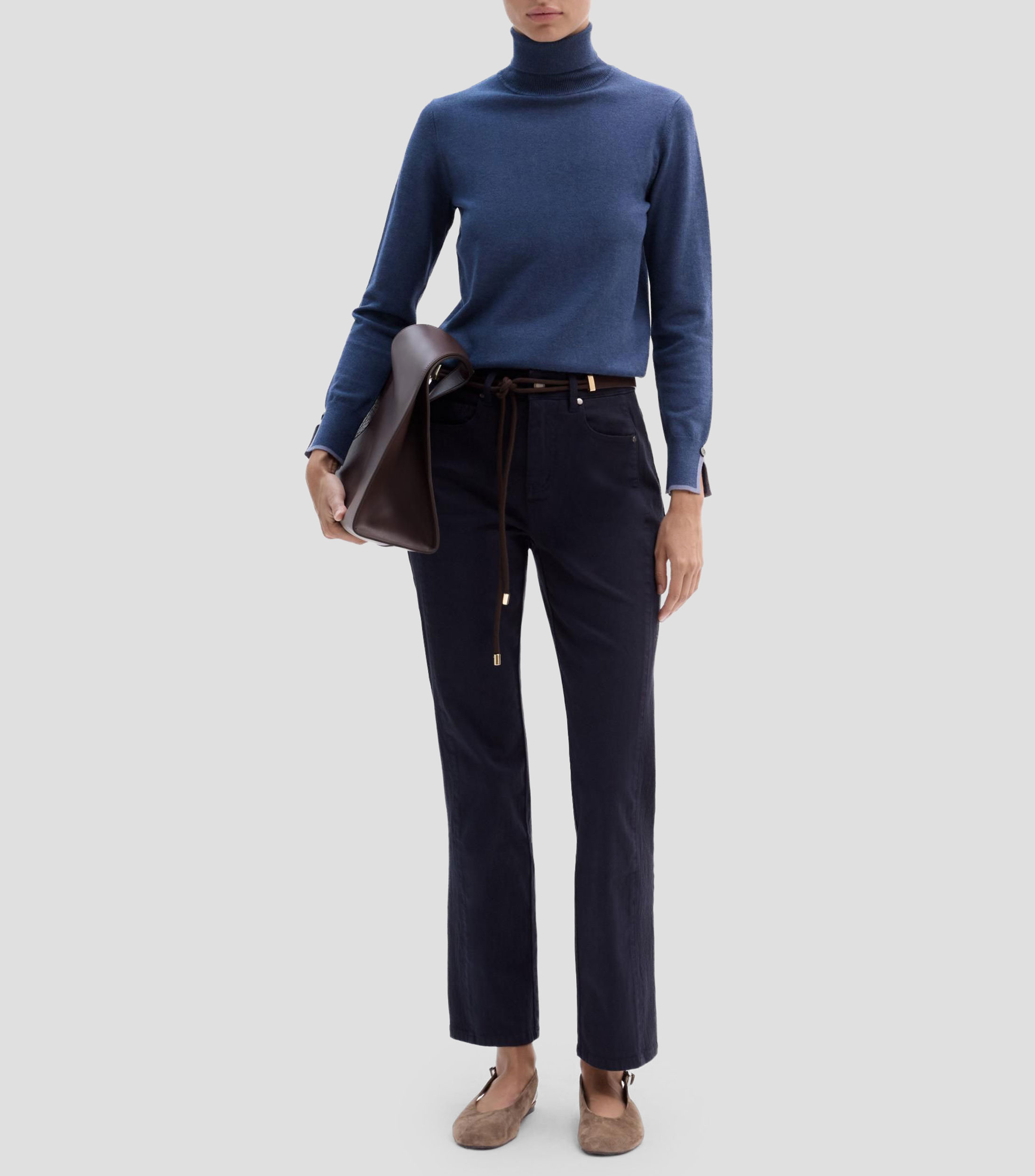 Pantalón con bordado lateral Mujer